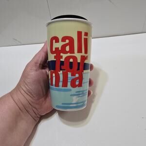 Starbucks Coffee California Beach Sunset Ceramic Travel Tumbler Mug 12 oz w/ Lid